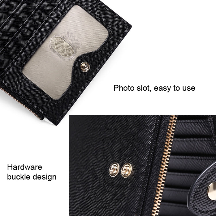 GLQ167  RFID Two-way Folding PU Cross Pattern With Zipper Pocket Wallet(Light Blue)