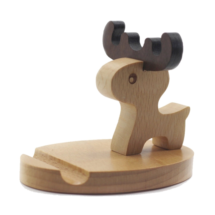 Wooden Mobile Phone Bracket Beech Lazy Mobile Phone Holder,Style: Little Deer With Antlers