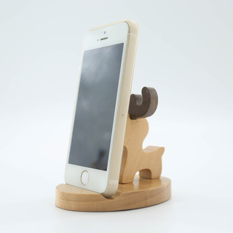 Wooden Mobile Phone Bracket Beech Lazy Mobile Phone Holder,Style: Little Deer With Antlers