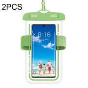 2 PCS Armband Style Transparent Water-resistant Cell Phone Case Swimming Cell Phone Bag(Green)