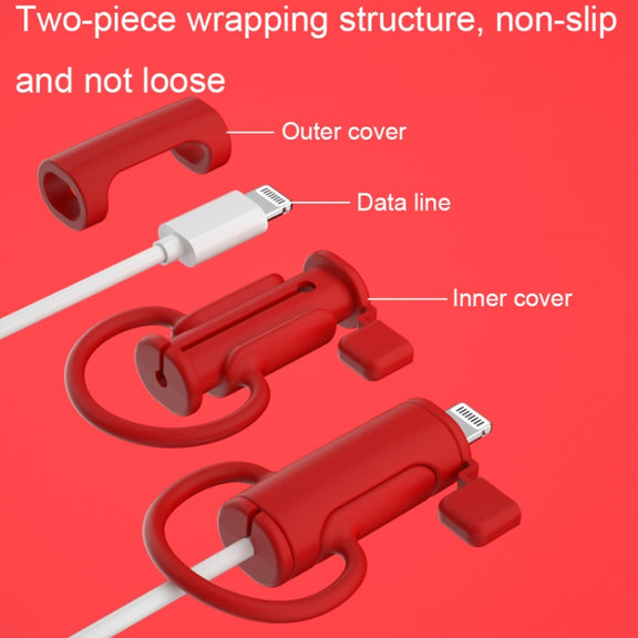 3 PCS Soft Washable Data Cable Silicone Case For Apple, Spec: 8 Pin (White)