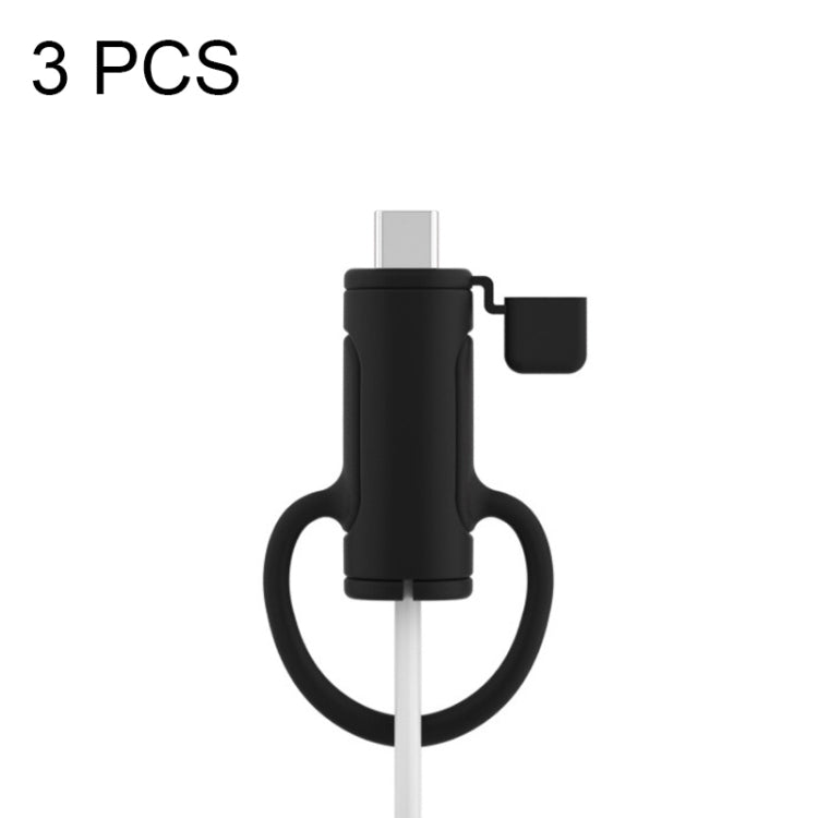 3 PCS Soft Washable Data Cable Silicone Case For Apple, Spec: Type-C (Black) - Cable Organizer by PMC TechLife | Online Shopping South Africa | PMC TechLife | Buy Now Pay Later Mobicred