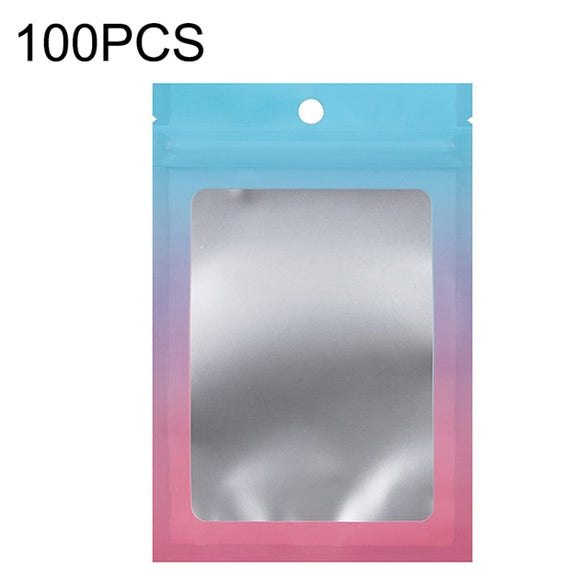 100PCS Aluminum Foil Ziplock Bag Jewelry Data Line Sealed Packaging Bag, Size: 12x18cm (Blue Gradually Pink)