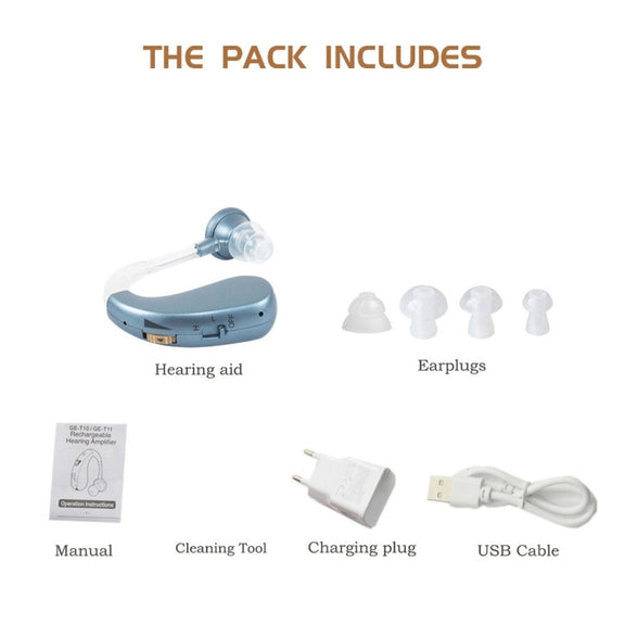 Hearing Aid Audiphones Sound Amplifier EU Plug(Blue)