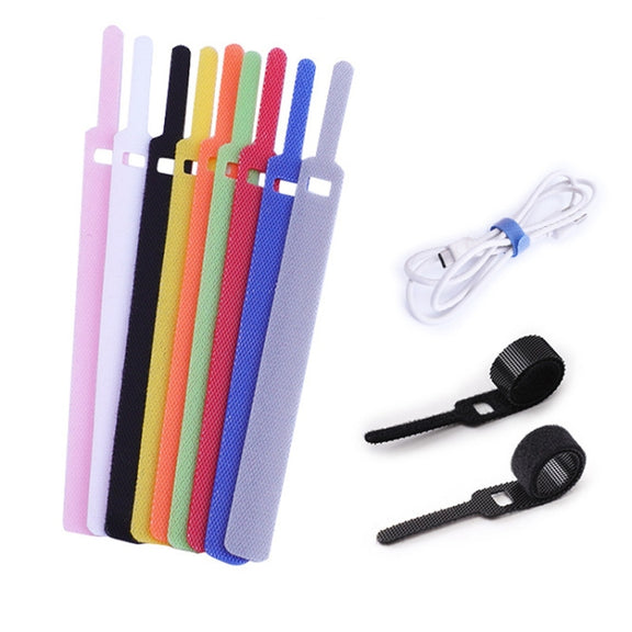 50 PCS Needle Shape Self-adhesive Data Cable Organizer Colorful Bundles 15 x 200mm(Black)