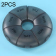 2 PCS Round 7 Days Rainbow Color Portable Pill Box Plastic Seven Grid(Black) - free shipping - PMC TechLife - Order now!