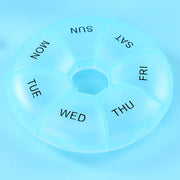 2 PCS Round 7 Days Rainbow Color Portable Pill Box Plastic Seven Grid(Light Blue)
