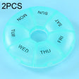 2 PCS Round 7 Days Rainbow Color Portable Pill Box Plastic Seven Grid(Cyan) - free shipping - PMC TechLife - Order now!