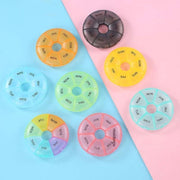 2 PCS Round 7 Days Rainbow Color Portable Pill Box Plastic Seven Grid(Light Blue)