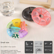 2 PCS Round 7 Days Rainbow Color Portable Pill Box Plastic Seven Grid(Light Blue)