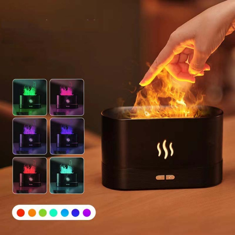 7 Color Flame Aromatherapy Machine Home Office Desk Air Humidifier(Black) - free shipping - PMC Jewellery - Order now!