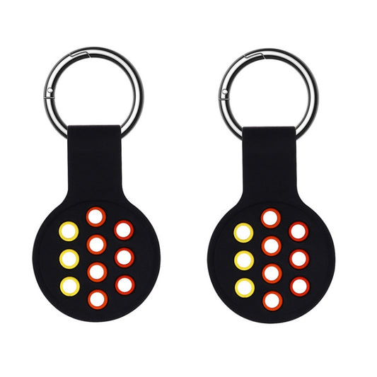 2 PCS  Contrast Color Perforated Silicone Case for AirTag Tracker(Black Colorful 12) - free shipping - PMC Jewellery - Order now!