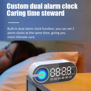 RBT-G30 Mirror Colorful Light Subwoofer Bluetooth Alarm Clock Audio, Spec: Sensor Version (White)