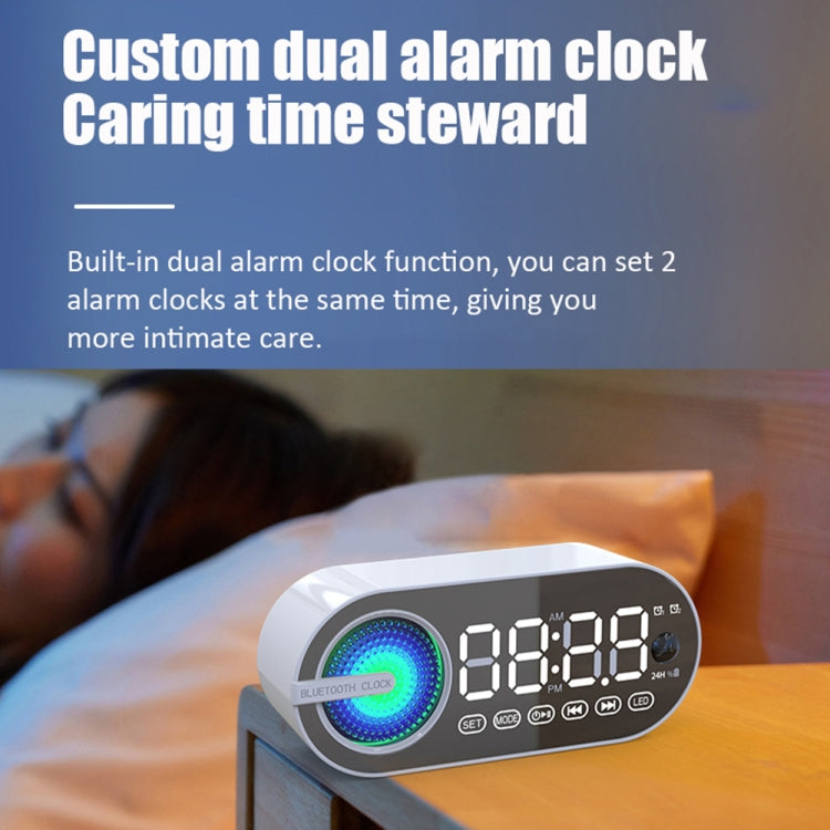 RBT-G30 Mirror Colorful Light Subwoofer Bluetooth Alarm Clock Audio, Spec: Voice Version (Pink)