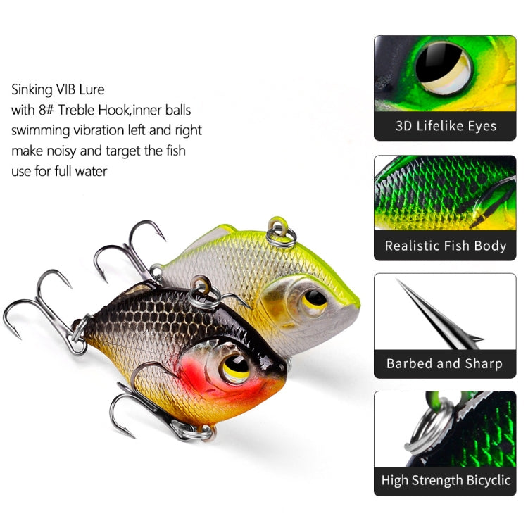 3 PCS PROBEROS DW1044 4.5cm/8.5g Lure Fake Bait Iconic Plastic VIB Hard Bait(G)