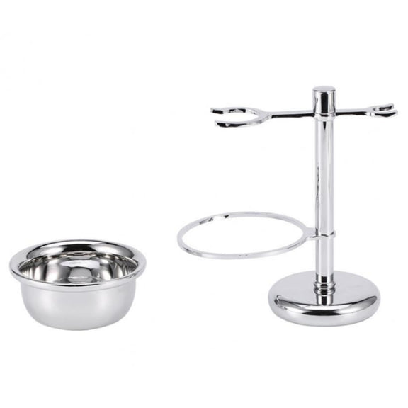 Men Manual Vintage Metal Shaver Stand Set(Silver)