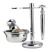 Men Manual Vintage Metal Shaver Stand Set(Silver)