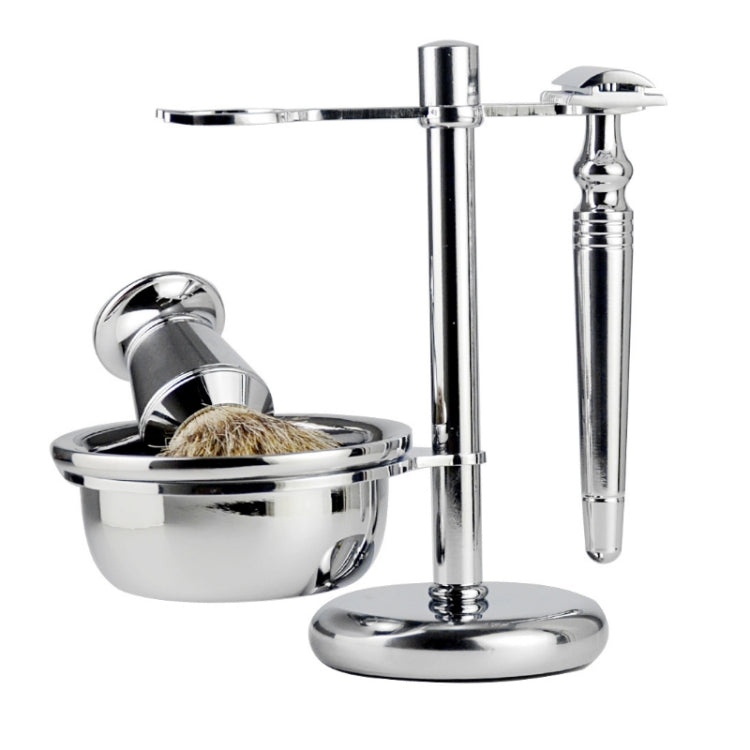 Men Manual Vintage Metal Shaver Stand Set(Silver)