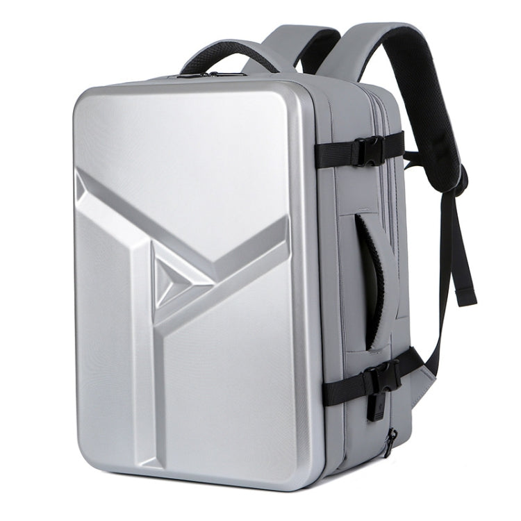 Large-capacity Waterproof Expandable Hard Shell Backpack with USB Charging Hole(161 Light Grey) - Backpack by PMC TechLife | Online Shopping South Africa | PMC TechLife | Buy Now Pay Later Mobicred