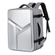 Large-capacity Water-resistant Expandable Hard Shell Backpack with USB Charging Hole(161 Light Grey)