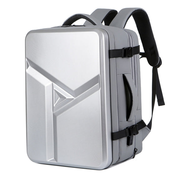 Large-capacity Water-resistant Expandable Hard Shell Backpack with USB Charging Hole(161 Light Grey)