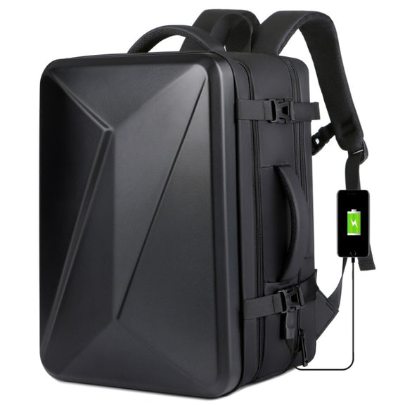 Large-capacity Water-resistant Expandable Hard Shell Backpack with USB Charging Hole(162 Black)
