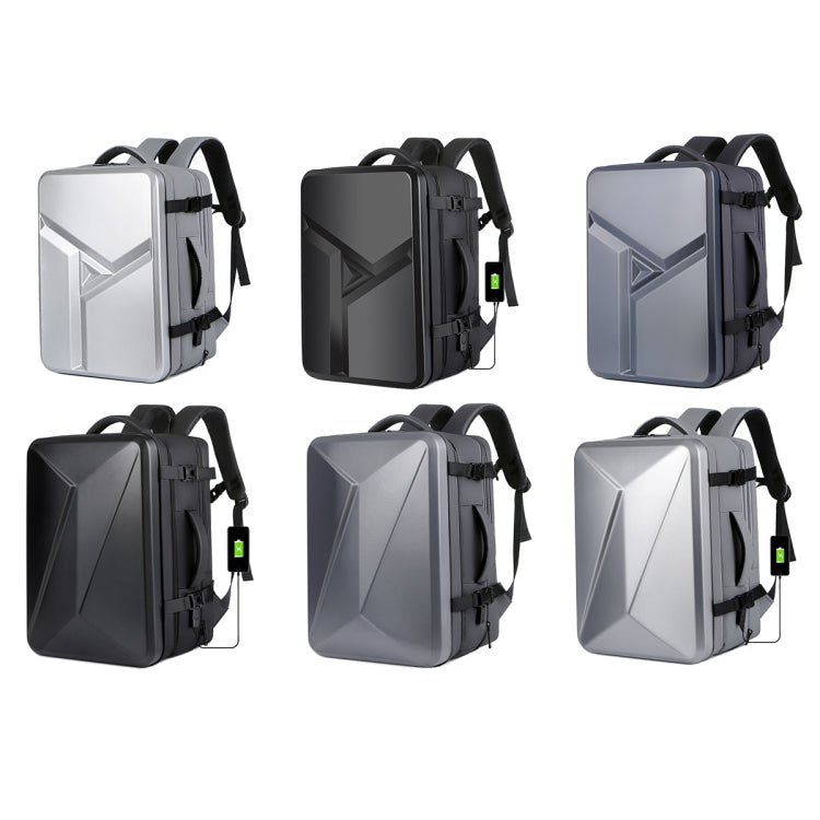 Large-capacity Water-resistant Expandable Hard Shell Backpack with USB Charging Hole(162 Black)