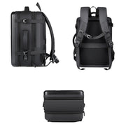 Large-capacity Water-resistant Expandable Hard Shell Backpack with USB Charging Hole(161 Light Grey)