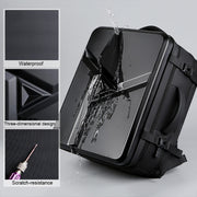 Large-capacity Water-resistant Expandable Hard Shell Backpack with USB Charging Hole(161 Light Grey)