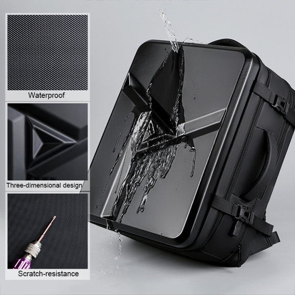 Large-capacity Water-resistant Expandable Hard Shell Backpack with USB Charging Hole(162 Black)