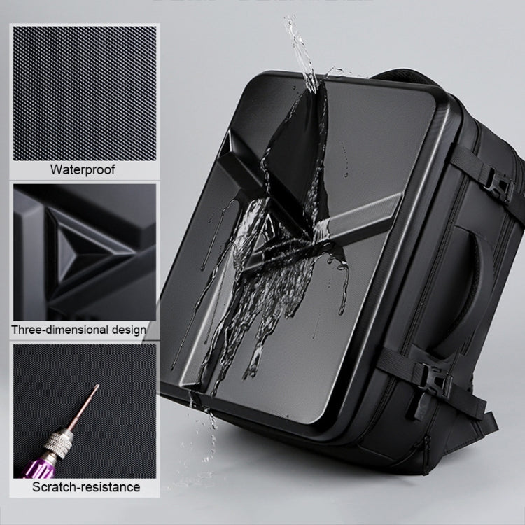 Large-capacity Water-resistant Expandable Hard Shell Backpack with USB Charging Hole(162 Black)