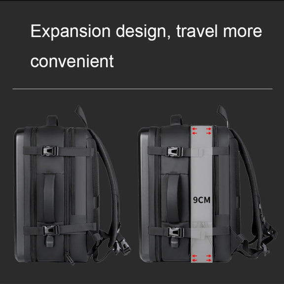 Large-capacity Water-resistant Expandable Hard Shell Backpack with USB Charging Hole(161 Light Grey)