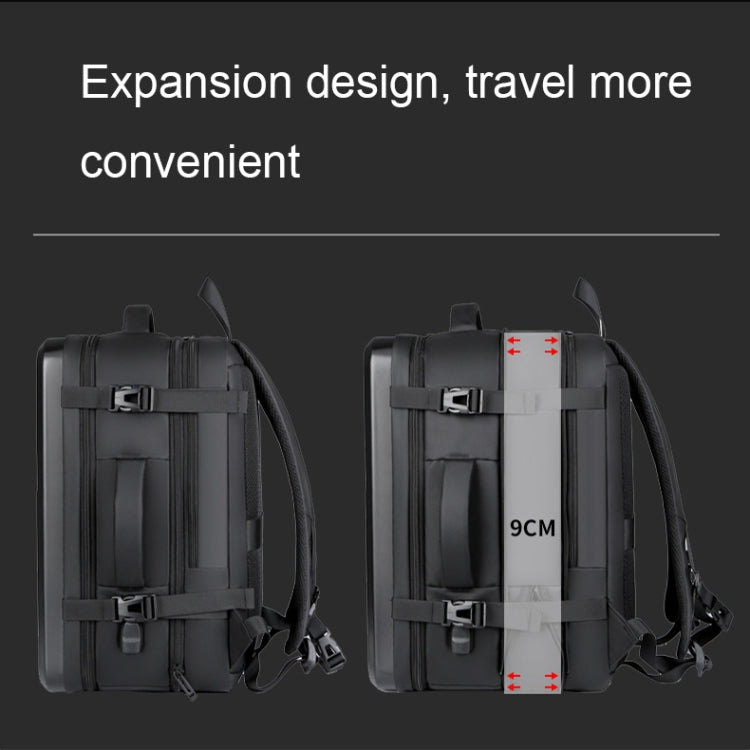 Large-capacity Water-resistant Expandable Hard Shell Backpack with USB Charging Hole(162 Black)