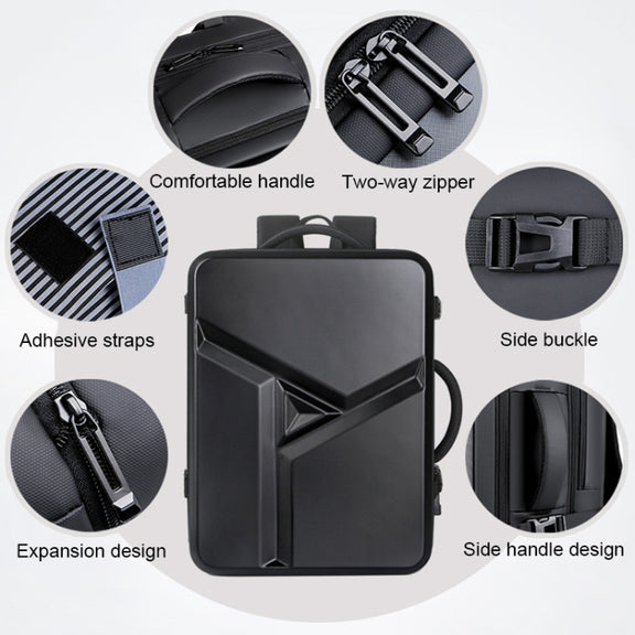 Large-capacity Water-resistant Expandable Hard Shell Backpack with USB Charging Hole(162 Black)