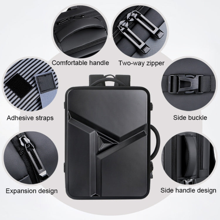 Large-capacity Water-resistant Expandable Hard Shell Backpack with USB Charging Hole(162 Black)