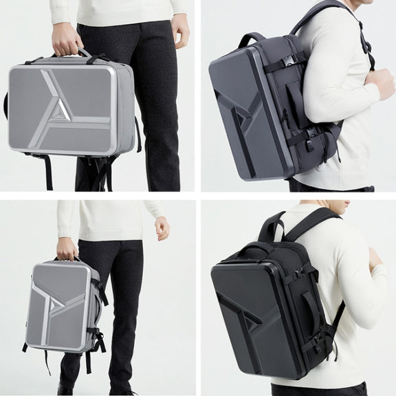 Large-capacity Water-resistant Expandable Hard Shell Backpack with USB Charging Hole(162 Black)