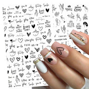 10 PCS Cartoon Heart Letters Comic Character Nail Art Sticker 3D Adhesive Nail Stickers(F638)