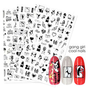 10 PCS Cartoon Heart Letters Comic Character Nail Art Sticker 3D Adhesive Nail Stickers(F638)