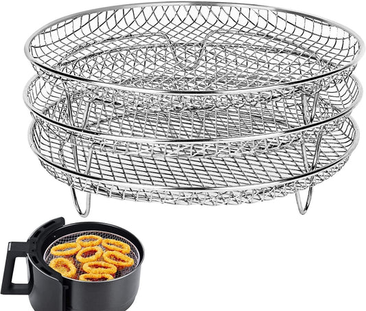 Air Fryer Accessories 8-inch Three Layer Round Grill Steam Rack - free shipping - PMC Jewellery - Order now!