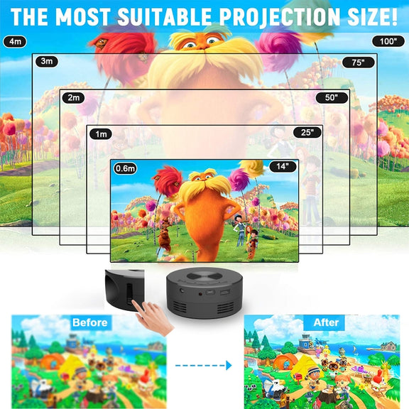 YT200 320 X 180P LED HD Mini Projector USB Powered Support Wired Connection Phone Screen(White)