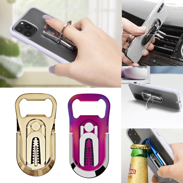 Multifunction Car Air Vent Phone Holder Finger Ring Phone Bracket Bottle Opener(Red)