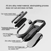 Multifunction Car Air Vent Phone Holder Finger Ring Phone Bracket Bottle Opener(Red)