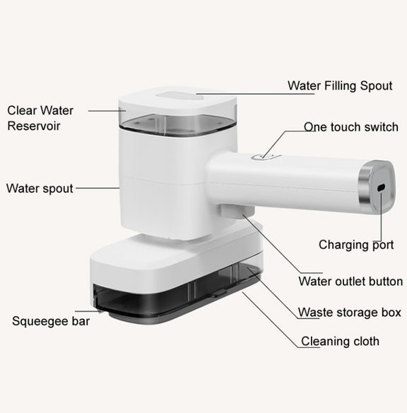 12W Multi-functional Wireless Handheld Cleaner Window Scraping(White)