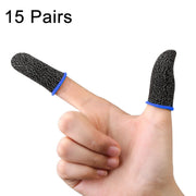 15 Pairs  18 Needles Gaming Finger Glove Anti-sweat and Non-slip Glove,Color: Silver Fibre Blue Trim