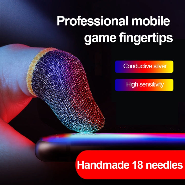 15 Pairs  18 Needles Gaming Finger Glove Anti-sweat and Non-slip Glove,Color: Silver Fibre Blue Trim
