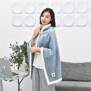 80x130cm Flannel Thickened Embossed Shawl Blanket Office Air Conditioning Blanket(Misty Blue)