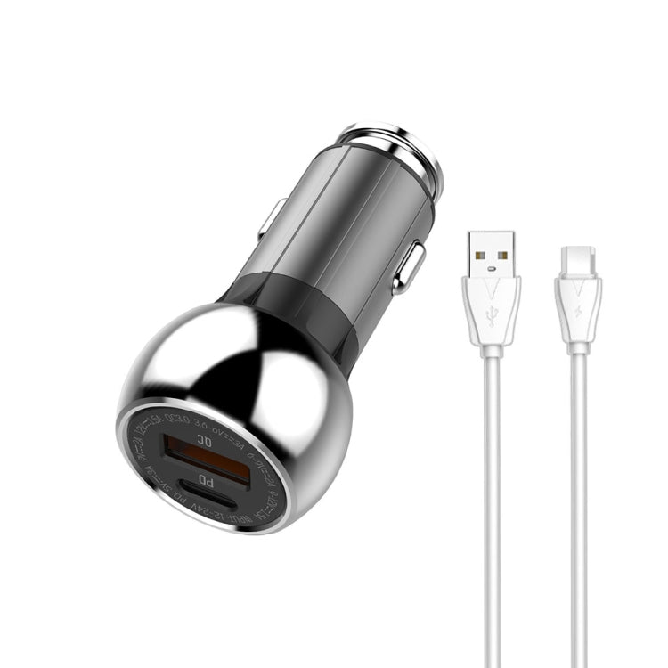 LDNIO C1 36W PD + QC 3.0 Car Fast Charger High Power Smart USB Car Charger with Micro USB Cable - Car Charger by LDNIO | Online Shopping South Africa | PMC TechLife