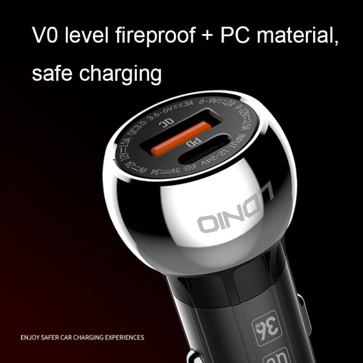 LDNIO C1 36W PD + QC 3.0 Car Fast Charger High Power Smart USB Car Charger with Micro USB Cable - Car Charger by LDNIO | Online Shopping South Africa | PMC TechLife