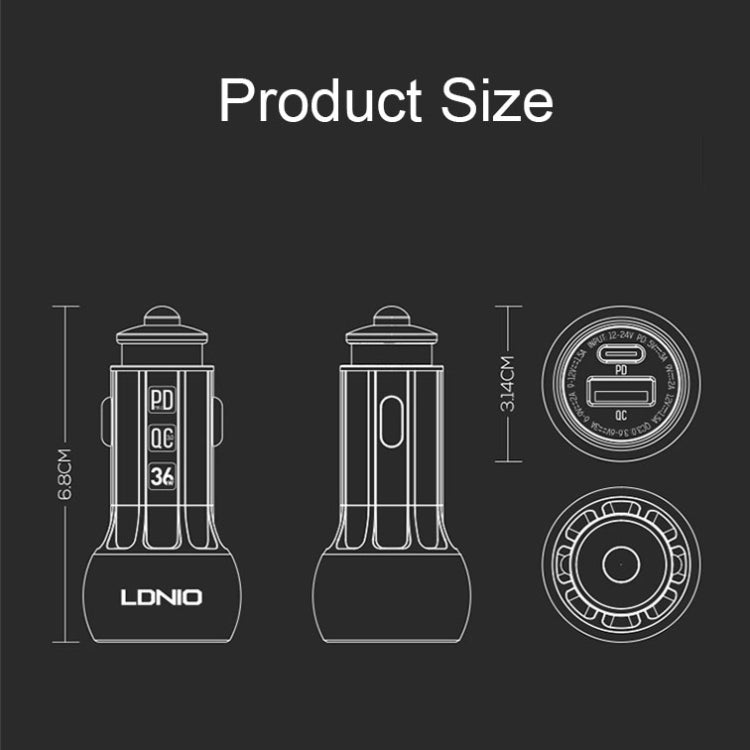 LDNIO C1 36W PD + QC 3.0 Car Fast Charger High Power Smart USB Car Charger with USB-C/Type-C Cable - Car Charger by LDNIO | Online Shopping South Africa | PMC TechLife | Buy Now Pay Later Mobicred