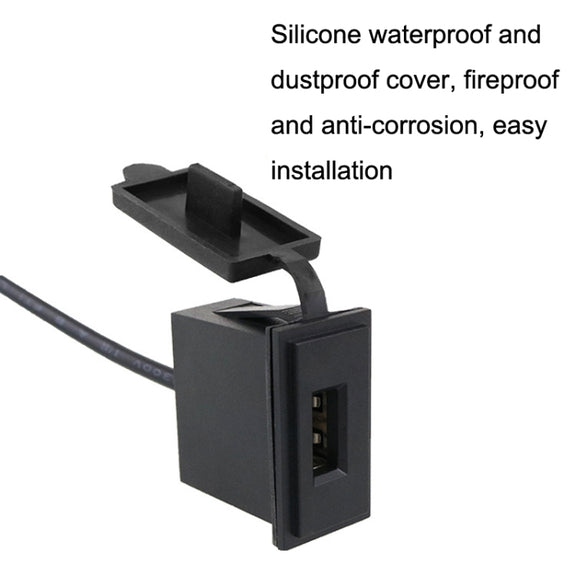 2PCS 2.4 A Motor Boat Trailer Car Modified Square Single USB Car Charger(Black)